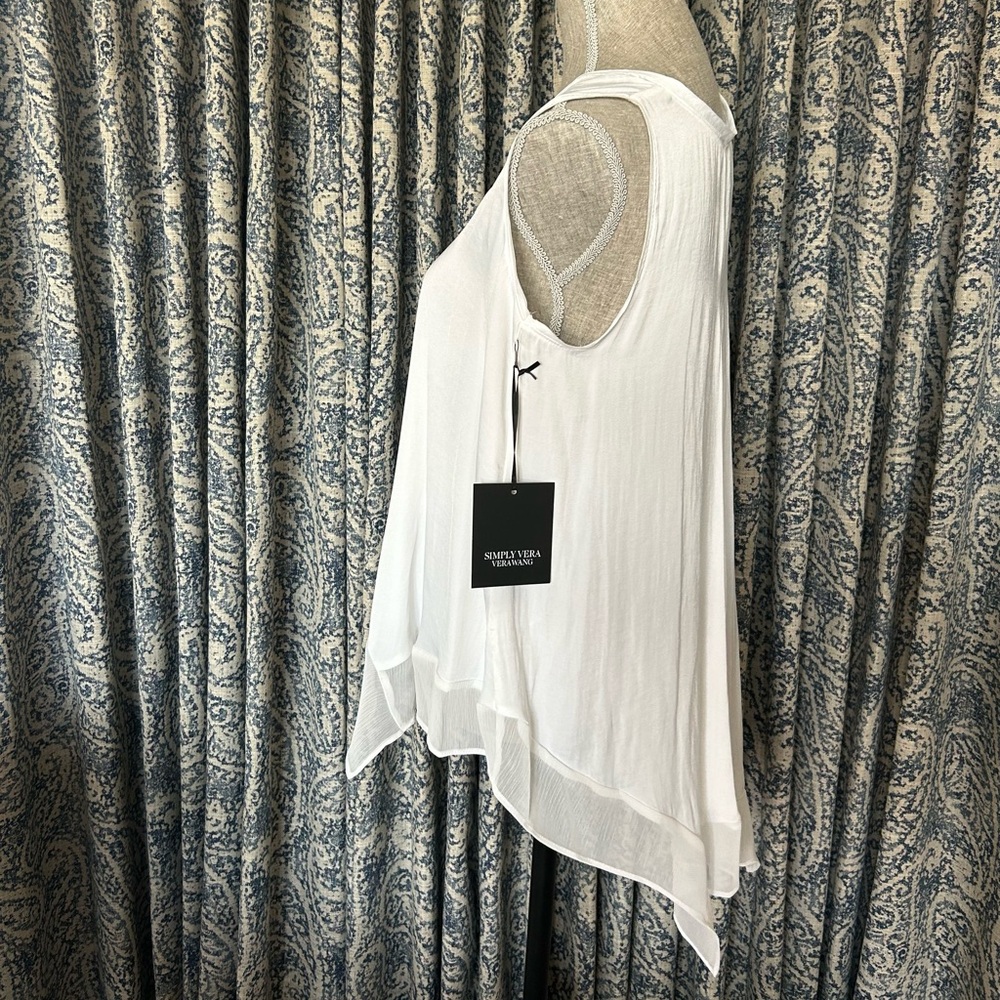 NWT! Women's Simply Vera Vera Wang White Handkerchief Flowy Tank Size XS - Picture 6 of 11
